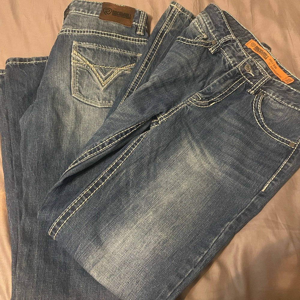 Rock & Roll denim jeans. Boys youth size 20R. Medium wash bootcut